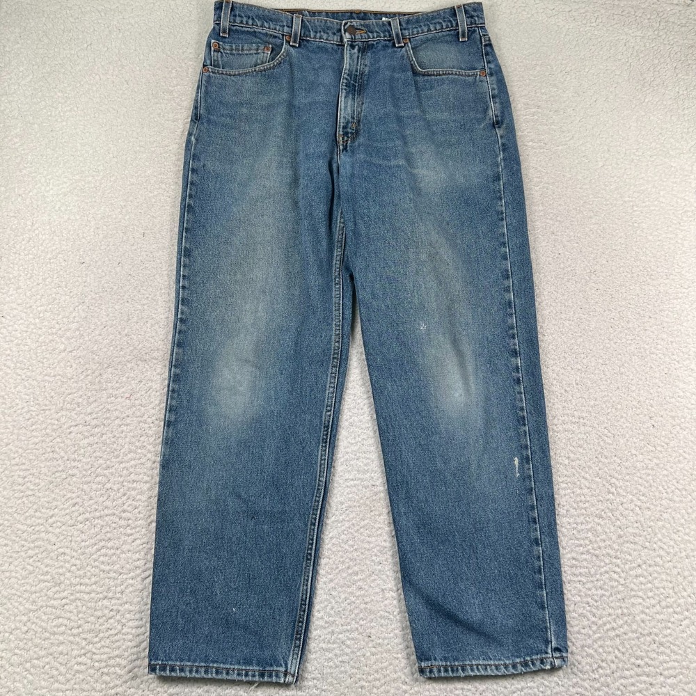Levi's 550 Jeans Fits 34x30 Relaxed Fit Straight Leg Faded Blue Denim VTG 90s
